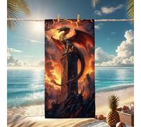 Epic Fantasy Serviette de plage motif dragon - Serviette de plage - Séchage rapide - Absorbante - Douce - Anti-sable - Légère - Pour les vacances d'été, les pique-niques en plein air - 177,8 x 88,9 cm