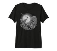 Epic Knight Figurine Dragon Combattant détaillée gravée au Clair de Lune T-Shirt Haut de Gamme