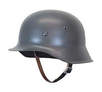 Epic Militaria Reproduction Casque de l'armée allemande M42 en acier de la Seconde Guerre mondiale avec doublure en cuir et jugulaire, Gris champ., Large (58/59 cm)