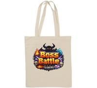 Epic Pixel Art Dark Boss Battle Sac fourre-tout en coton naturel Blanc