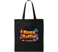 Epic Pixel Art Dark Boss Battle Sac fourre-tout en coton naturel Noir