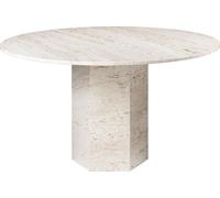 Gubi Epic Table à Manger Ø130 Blanc/ Travertin