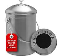 EPICA Composteur de comptoir de cuisine | 5 litres | Bac à compostage inodore avec filtres à charbon - Bac à compost d'intérieur avec couvercle en acier inoxydable pour déchets alimentaires, recyclage