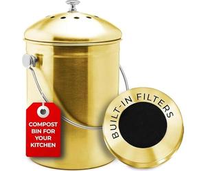 EPICA Countertop Compost Bin Kitchen | 1.3 Gallon | Odorless Composting Bin with Carbon Filters | Indoor Compost Bin with Lid | Stainless Steel Kitchen Composter for Food Scraps & Waste Recycling