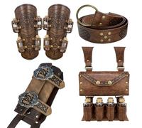 EpicCos 4 PCs Alchimie Set de Sacs Ceinture, Bouteille de Potion Protecteur de Poignet et Sac Ceinture, Ceinture O-Ring avec Porte-Epée pour LARP