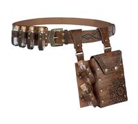 EpicCos Ceinture médiévale Alchemy avec plusieurs bouteilles de potion, ceinture à rivets viking pour cosplay, marron, One Size, Lot de 2 bouteilles