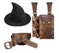 EpicCos Lot de 3 pochettes pour ceinture d'alchimie avec 2 fioles de potion en liège, accessoires de ceinture de magicien de la Renaissance pour Ren Faire, Brun A, [One Size Fits Most]