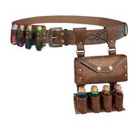 EpicCos Lot de 4 ceintures d'alchimie médiévale avec plusieurs bouteilles de potion, ceinture à rivets viking pour cosplay, Marron C, One Size