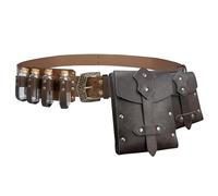 EpicCos Lot de 4 ceintures médiévales d'alchimie avec plusieurs bouteilles de potion, ceinture à rivets viking pour cosplay (marron B)