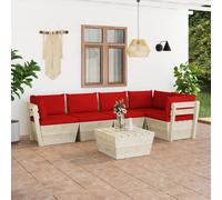 vidaXL Epicéa Imprégné Salon de Jardin Palette 6 pcs avec Coussins Meubles de Terrasse Meubles d'Extérieur Mobilier de Patio
