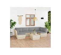 Epicéa Imprégné Salon de Jardin Palette 7 pcs avec Coussins Mobilier de Jardin Meubles d'Extérieur Meubles de Terrasse Mobilier de Patio