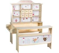 roba Marchande en Bois "Café & Shop" avec plus de 100 Pièces d'Accessoires Incl. Caisse Enregistreuse - Imprimé Glace