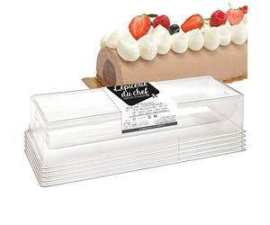 Épicerie du Chef - 5 Moules à Bûche de Noël - Gouttières de Bûche 33 cm pour 10 à 12 Personnes - Moules Dessert de Noël - Plastique Semi-Rigide Transparent - EDC9465