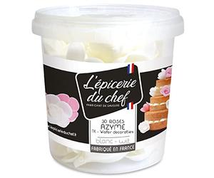 Épicerie du Chef - Pot de 30 Roses en Azyme Blanches - Décoration Fleur Alimentaire Pâtisserie, Gâteau, Pièce-Montée, Cupcakes - Comestibles & Sans Colorant - Fabriqué en France - EDC8697