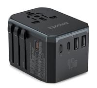 Epicka Adaptateur de Voyage Universel PD Fast Charge, Charge Rapide 45W, Adaptateur de Voyage avec 3 USB C et 2 USB A, Universel pour UE, USA, UK, Thaïlande, Australie - Adaptateur de Voyage 105s