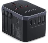 EPICKA Adaptateur Prise Universelle de Voyage, Prise Universelle Voyage 30W, Adaptateur Universel de Voyage avec 2 USB et 3 USB C, Adaptateur International vers USA Japon Canada UK Francais, Noir