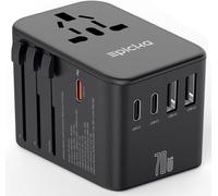 EPICKA Adaptateur Prise Universelle, PD 70W Adaptateur Voyage avec 3 USB-C, 2 USB-A, Adaptateur Prise Universelle Voyage, Adaptateur International vers USA Japon Canada UK Australie Chine, Noir