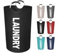 EpicTotes Grand panier à linge de 90 L, sac à linge autonome, bac à linge pliable, rangement imperméable pour dortoir, famille, voyage (noir)