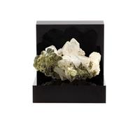 EPIDOTE + QUARTZ - Pierre Naturelle en Provenance de France, Saint-Véran, Hautes-Alpes Minéral Rare de Collection, Cristal Vert, Inclusions de Quartz