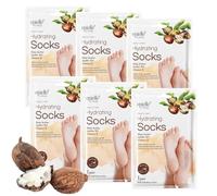 Epielle Lot de 6 masques hydratants pour pieds craquelés, talons secs, orteils et callosités - Beurre de karité + huile de jojoba + vitamine E hydratent les pieds et adoucissent les cuticules, bas de