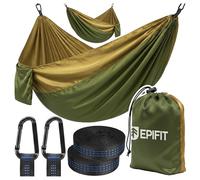 Epifit Hamac double XXL pour 2 personnes jusqu'à 200 kg - 300 x 200 cm - Vert kaki - Hamac léger pour jardin, balcon, arbre, avec poche latérale pour livre et téléphone portable