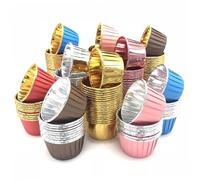 EPIGEIST 100 pièces Caissettes à Cupcakes Colorées Résistantes Chaleur Caissettes Papier Doublées Aluminium Doré à Muffins pour Pâtisserie Décoration Festive pour Cuisine Couleur Aléatoire