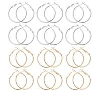 EPIGEIST 12 Paires Boucles Oreilles Cercles Grandes Boucles Rondes Ouvertes Connecteurs Bijoux Accessoires DIY Femmes pour Mariage Fête Quotidien