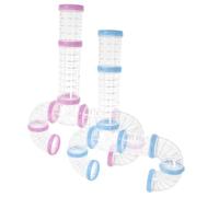 EPIGEIST 2 Ensembles Kit DIY de Tubes Externes pour Cage Hamster Connecteurs de Tunnel Aventure Extension Facile à Installer pour Petits Animaux Rose Bleu