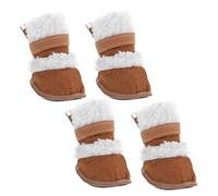 EPIGEIST 2 Paires Bottines Hiver pour Chiens Agneau Antidérapantes et Respirantes Chaussures Courtes pour Chiots Protection Confortable la Neige Couleur Terre Moyenne 4pcs (Taille 3)