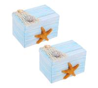 EPIGEIST 2 Pièces Boîte Bois Décorative Nautique avec Couvercle Charnière Rangement Bijoux et Petits Objets pour Chambre Bord de Mer Coffret Charme Côtier Pratique et Élégant