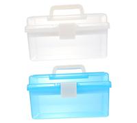 EPIGEIST 2 pièces Boîte de Rangement Portable Double Transparente pour Outils et Papeterie Mallette de Protection Multifonction pour Manucure et Petits Accessoires Blanc Bleu