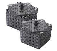 EPIGEIST 2 pièces Boîte Rangement Maquillage Transparent avec Couvercle Organisateur Acrylique à Grain Diamant pour Tampons Coton et Cotons-tiges Pot Salle de Bain Compartiments Pratiques