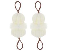 EPIGEIST 2 pièces Boule de Bain Exfoliante Beige Éponge Maille Tressée Brosse Corps Douce et Nettoyante pour Homme Femme et Garçon Fille Accessoire Salle de Bain pour Nettoyage des Pores