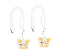 EPIGEIST 2 Pièces Crystal Car Pendant Butterfly Bow Rearview Mirror Hanging Ornament With Rainbow Light Effect Durable Charm For Car Interior Decoration