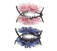 EPIGEIST 2 Pièces Flower Hair Claws With Faux Pearl Beads Lightweight High Ponytail Holders For Women Comfortable Non-slip Hair Accessories For Summer Vacations And Beach Days