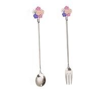 EPIGEIST 2 pièces Fourchette et Cuillère Acier Inoxydable Design Ergonomique à Long Manche Ustensiles Créatifs pour Dessert et Café Adaptés pour Maison Pique- et Camping