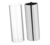 EPIGEIST 2 Pièces Guitare Slide Medium Bottleneck Verre Transparent et Acier Inoxydable Argenté Accessoire pour Guitaristes et Amateurs