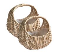 EPIGEIST 2 pièces Lot de Paniers Tissés Rotin pour Fleurs et Rangement Panier Décoratif Artisanal Naturel Style Campagne Polyvalent pour Mariage et Maison