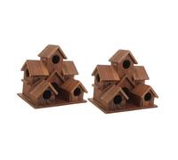 EPIGEIST 2 pièces Nichoir Oiseau Bois Massif Résistant Aux Intempéries avec Mangeoire Intégrée Style Cottage Rustique pour Jardin Extérieur