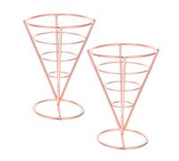 EPIGEIST 2 pièces Paniers à Frites Cone Rose Doré Lot de Supports Snack pour Frites Poulet Frit et Apéritifs Présentoir Compact et Pratique pour Cônes Alimentaires Adapté et Banquets