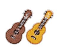 EPIGEIST 2 pièces Patch Couture Guitare Créatif pour Vêtements et Accessoires Décoration et Réparation Motifs Brodés Jaunes et Marron Accessoires de Couture Pratiques