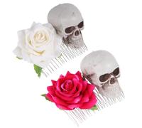 EPIGEIST 2 Pièces Peigne Cheveux Décoratif Squelette Rose Halloween Épingles Cheveux Festives Élégantes pour Coiffure Féminine