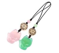 EPIGEIST 2 pièces Pendentifs Jade Forme de Renard Accessoires pour Téléphone et Clés Lot de Vert et Rose Décoration Légère