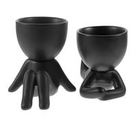 EPIGEIST 2 pièces Pot de Fleurs Céramique Design Humain Décor Minimaliste pour Plantes Intérieur Résistant et Élégant pour Bureau et Maison