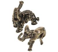 EPIGEIST 2 Pièces Statues Éléphants Laiton Feng Shui Chanceux Décor Vintage Miniatures Animales pour Bureau et Maison Figurines Collectibles Compactes pour Prospérité et Succès