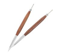 EPIGEIST 2 Pièces Stylo Sculpture Ongles Double Pointe Brosse Silicone Multifonction pour Dessin Modelage Gravure Gel Vernis Manche de Santal Confortable