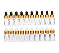 EPIGEIST 20 pièces Flacon Pipette Verre Transparent Lot de Bouteilles Compte Gouttes pour Huiles Essentielles et Voyages avec Bouchons Blanc et Noir Usage Cosmétique et Personnel
