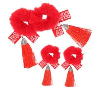 EPIGEIST 2paires Accessoires Capillaires Festifs Nouvel An Lot De Élastiques à Cheveux Filles Avec Pompons Rouges Pour Fêtes Et Photographies