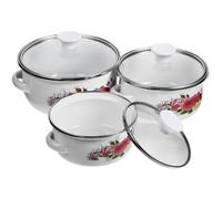 EPIGEIST 3 pièces Casseroles émaillées à fond plat avec anses ergonomiques chauffe rapide compatible cuisinières électriques et induction pour soupe chaude et nouilles instantanées mini