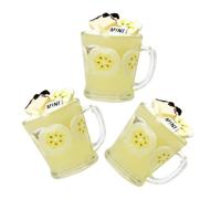 EPIGEIST 3 Pièces Miniature Dollhouse Cups Set Realistic Summer Themed Resin Fruit Drink Models Lightweight and Safe Mini Beverage Accessories for Role Playing and Home Decor